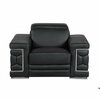 Homeroots 114 in. Sturdy Black Leather Sofa Set 329596